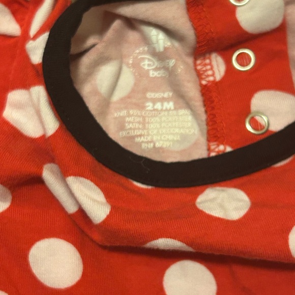 Disney Long sleeve Red Polka Dot Kids Minnie Mouse Dress - size 24 months - Picture 2 of 8